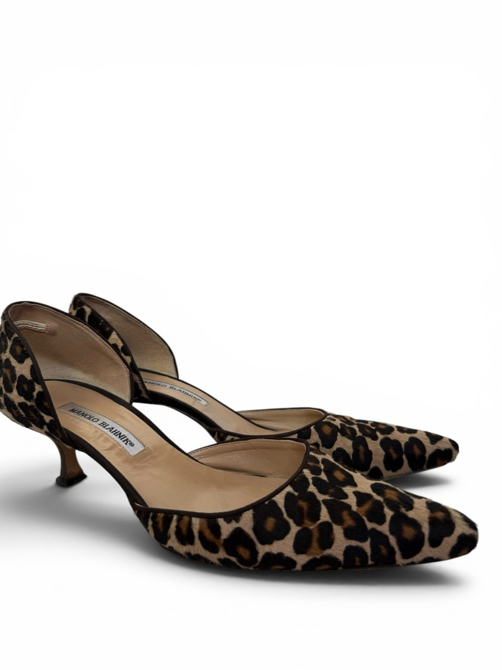Manolo Blahnik Ponyhair Leopard D’Orsay Pumps Heels 39.5